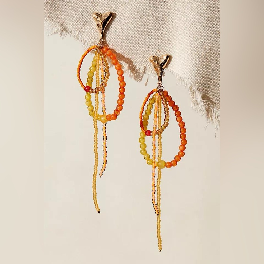 NWT Free People Reese Vibrant  Beaded Dangle Earrings